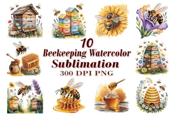 Beekeeping Watercolor Sublimation PNG: Creative Integration for Design Projects