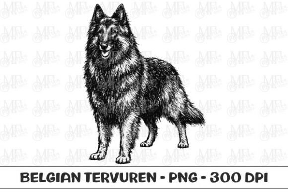 Belgian Tervuren Dog Sketch PNG: A Versatile Design Asset for Creative Projects