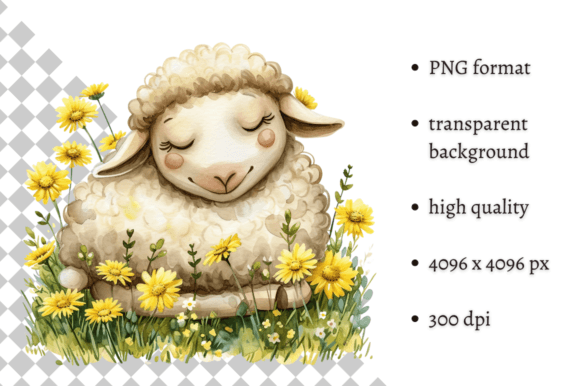 Charming Easter Design with Watercolor Yellow Sheep Clipart