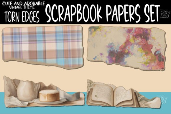Chibi Clipart Vintage Torn Edge Papers – A Creative Companion for Crafters