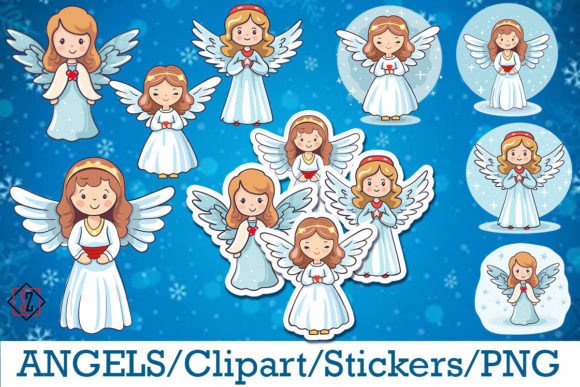 Cute Angels Clipart and Stickers: Elevating Your Christmas Crafts with High-Quality PNG Designs