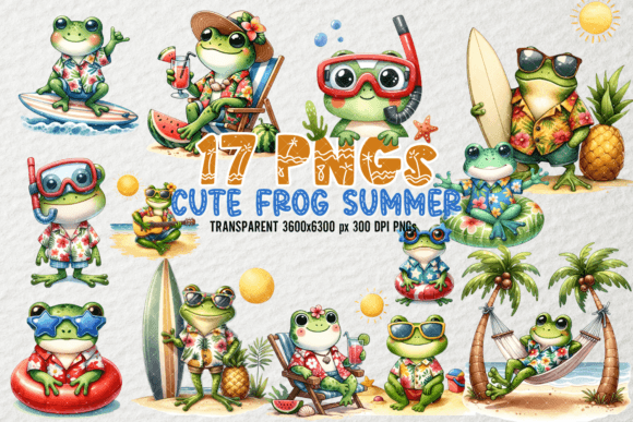 Cute Frog Summer Clipart: A Versatile Design Resource for Creative Projects