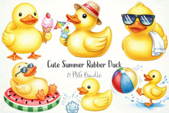 Cute Summer Rubber Duck Clipart: A Versatile Design Resource