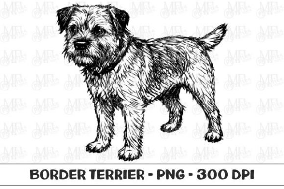 Discover the Charm of Border Terrier Dog Sketch PNGs for Creative Projects
