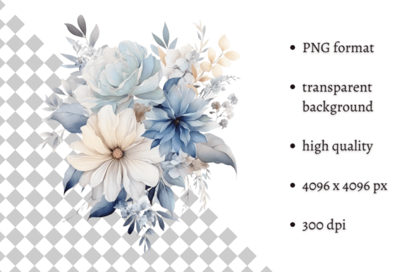 Dusty Blue Flowers PNG Illustration: A Versatile Design Asset for Creative Projects