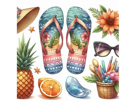 Flip-flops Watercolor Clipart: Creative Design Made Simple