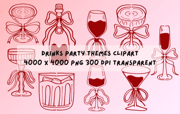 Hand Drawn Outline Drinks Party Clipart: Strategic Design for Elegant Celebrations