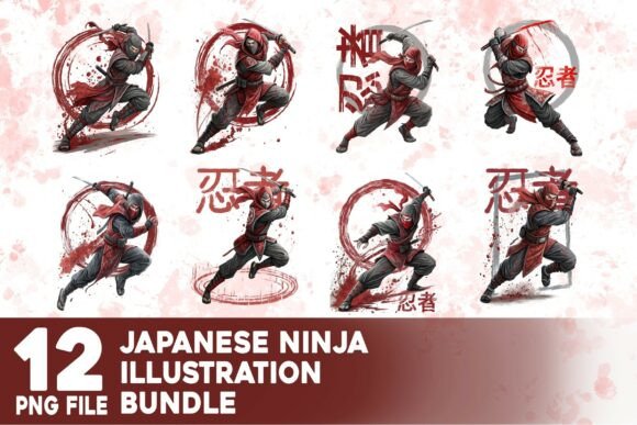 Japanese Ninja Illustration PNG Bundle: A Practical Resource for Creative and Commercial Projects