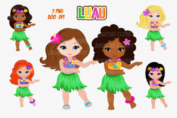 Luau Party Digital Clipart Hawaiian Girl