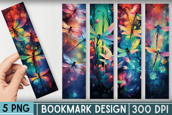 Magic Dragonflies Colorful Bookmark PNG: Elevate Your Reading Experience with Stylish Digital Design