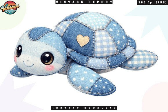 Patchwork Turtle Denim PNG: A Unique Design for Creative Crafting and Print Projects