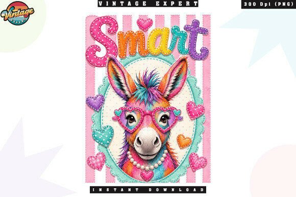 Smart Donkey Valentine Patchwork PNG