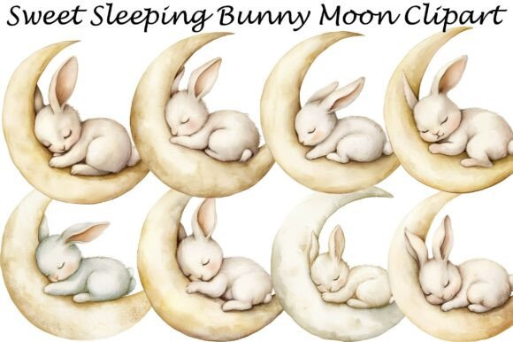 Sweet Sleeping Bunny Moon Clipart: A Versatile Design Resource for Creatives
