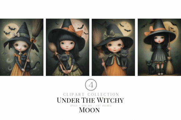 Under the Witchy Moon Clipart: A Practical Resource for Halloween-Themed Creatives