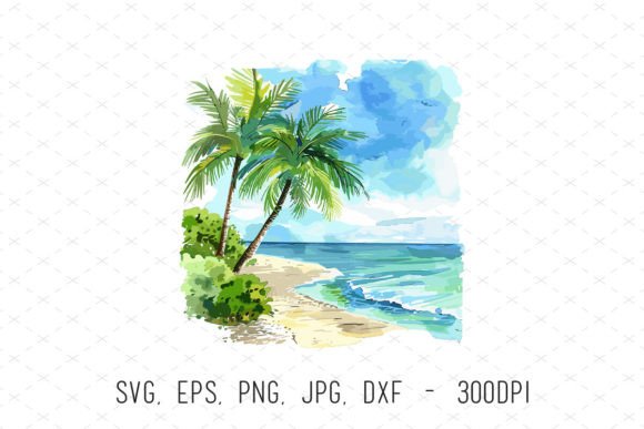 Unlocking Creative Potential with Tropical Palm Tree Beach Watercolor PNG