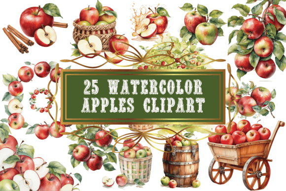 Watercolor Apple Sublimation Clipart PNG: Elevating Design with the Timeless Beauty of Nature