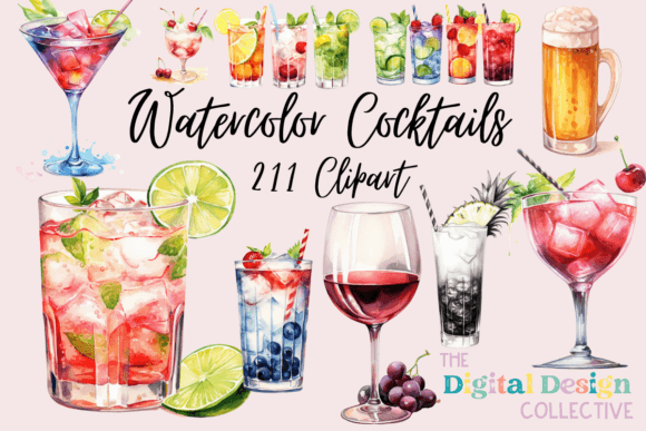 Watercolor Cocktail Clipart for Creative Projects