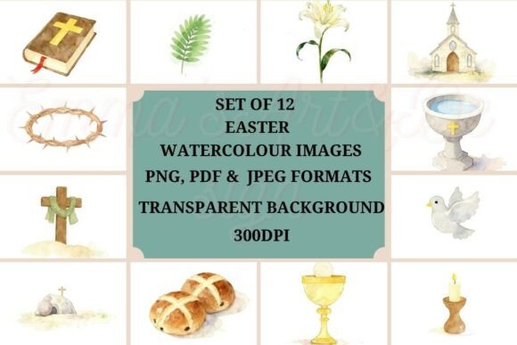 Watercolor Religious Easter Bundle: A Thoughtful Choice for Faith-Based Design Projects