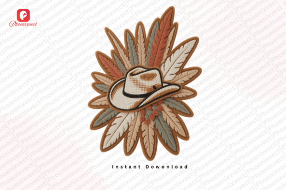 Western Chenille Feather Cowboy Hat PNG: Rustic Charm for Creative Western Projects